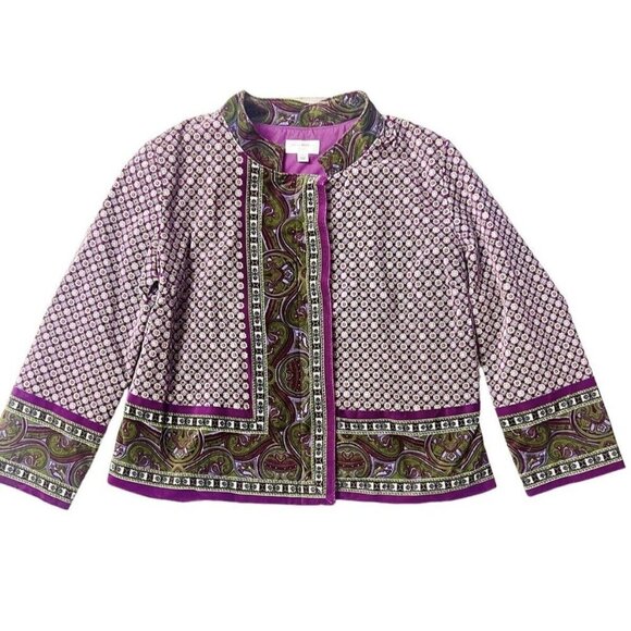 Isaac Mizrahi Target Velvet Blazer Jacket L Paisley Boho Academia Preppy Artsy - Picture 2 of 12